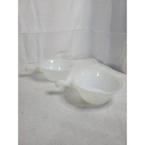 VTG FIREKING Anchor Hocking Milk Glass Handled Soup Bowl Set of 2